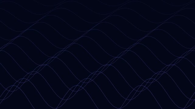 Abstract dark blue wave motion animation background, with intersecting linear patterns