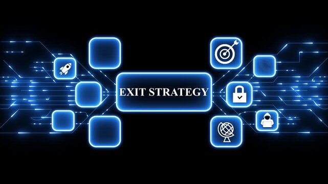 Digital world Ext strategy business concept icons.Digital Circuit Network Technology internet data space Background.4k technology video.,