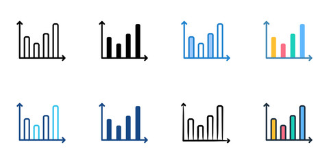Obraz premium Graph icons set multiple style collection. Editable stroke 