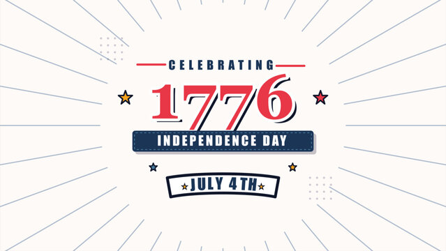 Fourth of July Independence Day 1776 celebration retro patriotic design with sunburst background and stars digital art for holiday greeting cards banners decor