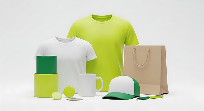 Collection of Promotional Merchandise Items for Branding and Marketing.