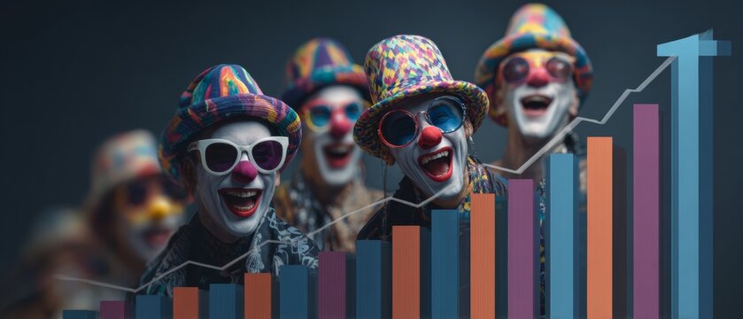 Corporate giggles: lighthearted office celebration with disguises. Financial report. Extravaganza of humor: office becomes creative party zone on april fools' day. Business expansion.