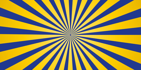 Obraz premium Retro sunburst background with radiating lines in blue and yellow creating a vibrant, energetic backdrop.