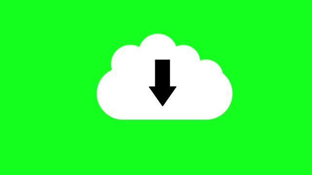 File #: bouillabaisse cloud icon with a downward arrow representing file download, smooth flat animation, ideal for cloud computing visuals, user interfaces, digital platforms, 