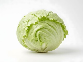 Fototapeta premium Whole Green Iceberg Lettuce on White Background