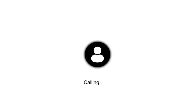 Laptop screen showing an outgoing voice or video call interface with text Calling and user icon 4k animation video .......