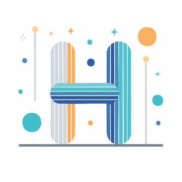 Stylized Letter H with Geometric Shapes and Stripes