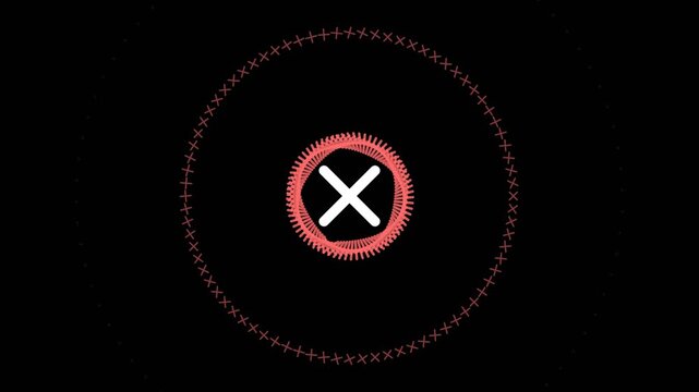 Abstract motion with pulsing geometric circles and rotating cross animation
