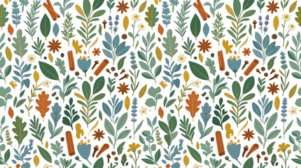 Seamless pattern of aromatic herbs and culinary spices © askew