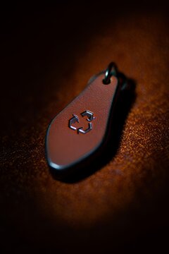 Leather Zipper Pull with Recycling Symbol