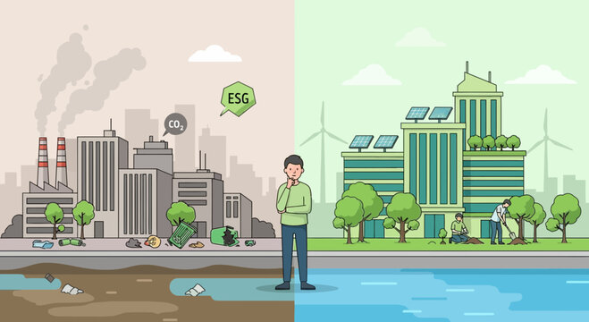 ESG: Contrasting Dirty Pollution vs. Green Sustainable City
