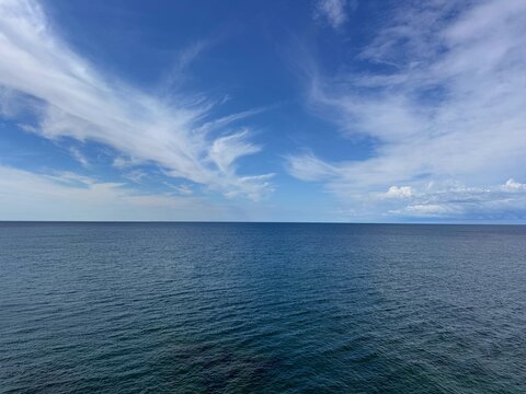 Blue ocean and beautiful sky clouds.