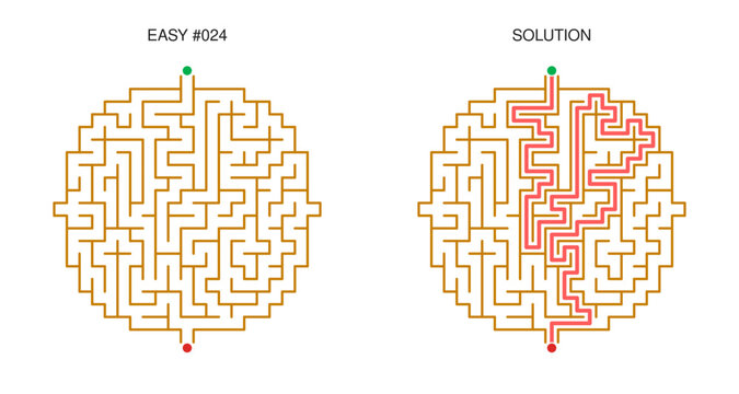 Circular maze puzzle  with solutions.