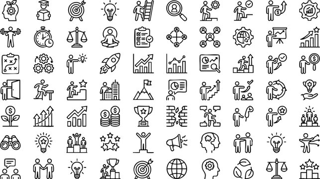 Travel and tourism vacation outline icons set for planning journeys and holidays with vacation adventure planning illustration