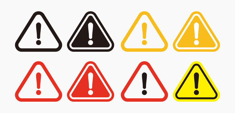 danger signs, warning signs, attention signs, exclamation marks. Danger warning icon,vector set