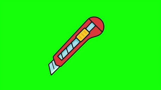 sharp cutter stationery knife blade tool animation HD 4K