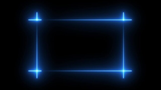 Glowing blue neon frame border with pulsing light effect on black background