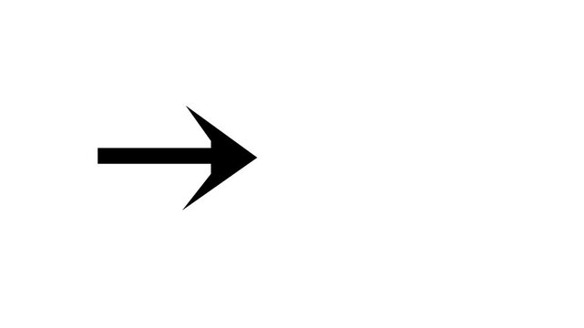 Minimalist black arrow pointing right on white background, simple directional pointer symbol sign