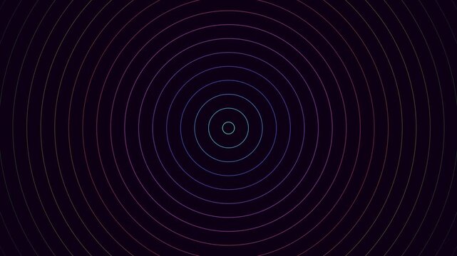 Abstract neon gradient concentric circles pulsing motion animation background