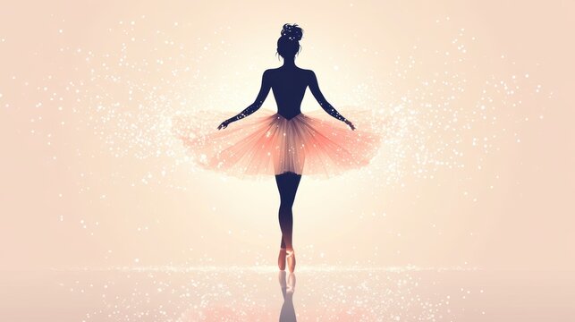 Ballerina on stage at the theater,Ballet class,ballerina dancing classical dance,performing spotlight,Concept of art,classical ballet,choreography,Concept of artistic movement.