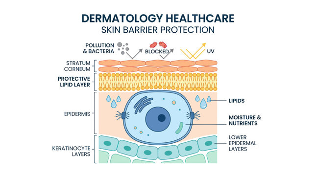 Skin barrier protection and dermatology healthcare anatomy diagram