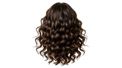 Beautiful long dark brown curly hair style for women isolated on a plain view isolated on transparent background