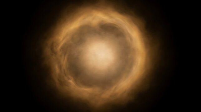 Golden Luminous Mist Halo Swirling in Darkness