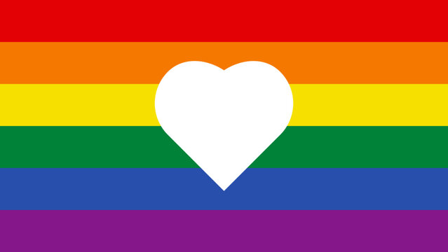 A rainbow flag representing the Pride movement, featuring a heart, suitable for use in apps and websites.art, suitable for use in apps and websites.Pride flag vector.LGBTQ pride flag with white heart.