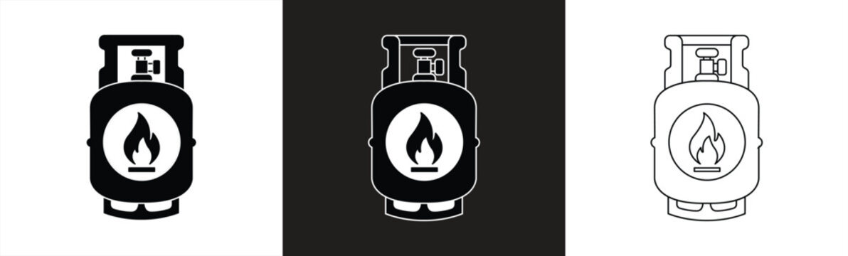 gas cylinder icon set, isolated on a white background. vector illustration