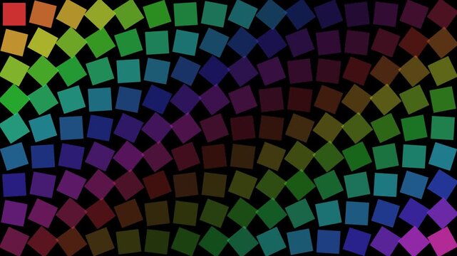 Abstract rainbow square grid motion background, colorful geometric pattern animation