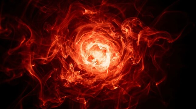 Radiant Red Smoke Tunnel with Swirling Energy and Light at the Center
