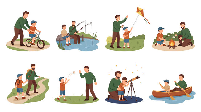  Weekend Adventures &ndash; Eight Stepfather Stepchild Outdoor Activities Vignettes on White