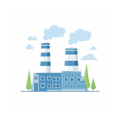 Naklejka premium Flat Design Industrial Factory with Smokestacks