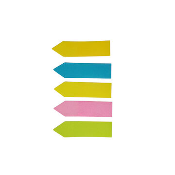 Arrow shaped sticky notes on black background flat lay composition
