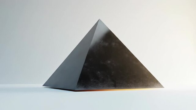 Geometric black pyramid against white backdrop abstract 3 d render