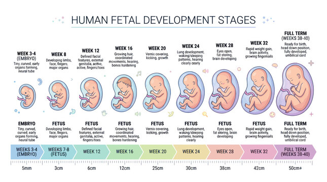 Stages of human fetal development from embryo to full term growth