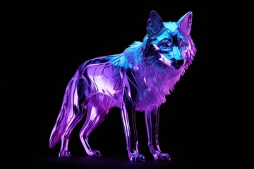 Fototapeta premium Neon wolf animal mammal illuminated.