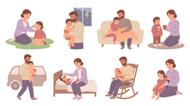 Step-Parent Comfort &ndash; Eight Soothing and Caregiving Vignettes on White