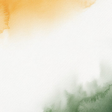 Abstract watercolor paper texture background with orange green wash