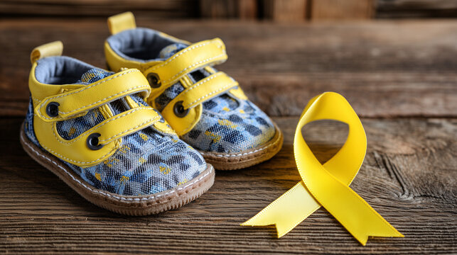 National missing Children&rsquo;s Day awareness campaign features yellow shoes and ribbon on wood