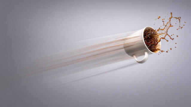 An object being forcefully ejected from the frame with motion trails.