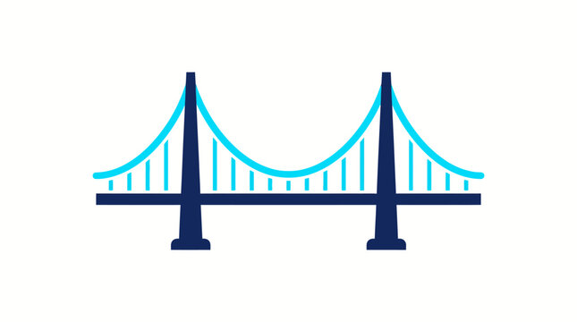 Modern Suspension Bridge Icon with Blue and Teal Accents.