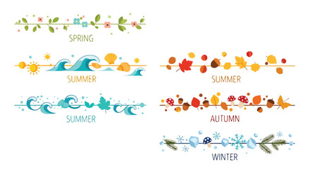 Colorful seasonal illustrations with text © Junet