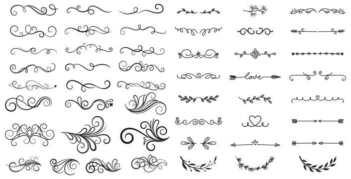 Elegant Decorative Flourishes and Ornamental Divider Elements Set