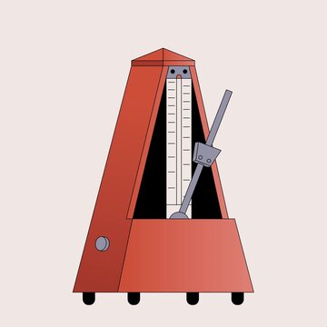 Loop Animation of Vintage Metronome, Vector Minimal Style