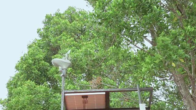 Smart Weather Station Device with Anemometer Wind Sensor and Solar Panel