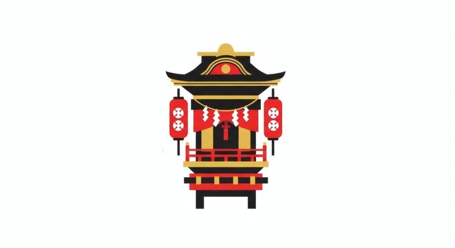 Traditional Japanese Mikoshi Shrine Icon for Festival Celebration