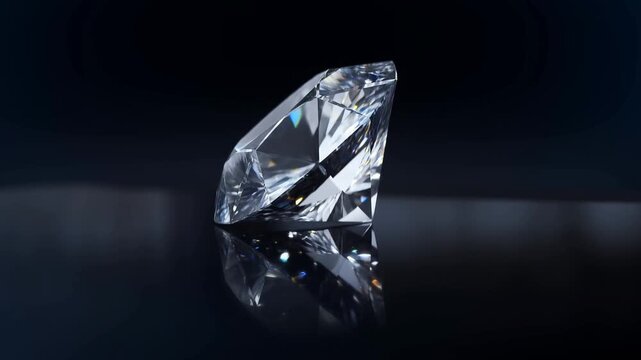 Sparkling diamond gemstone on a reflective surface. Represents luxury, elegance, and timeless beauty in jewelry and fashion