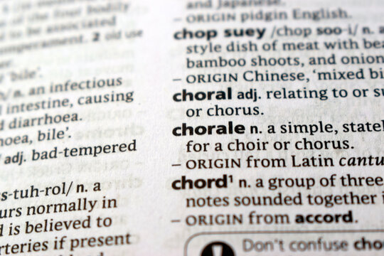 Detail Of English Dictionary Page And Word Pronunciation Of - chorale