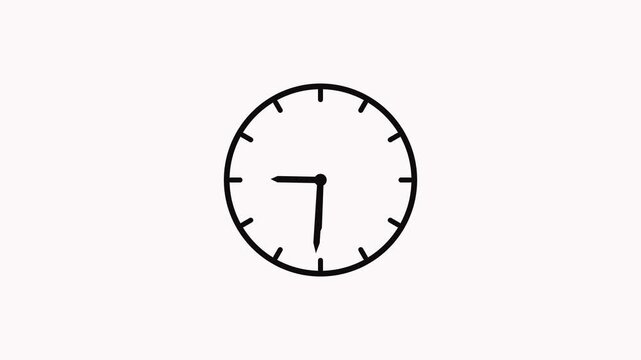 Clock spinning, watch animation on transparent background with alpha channel. Clock icon flat style 24 hours day fast speed with moving timer clock rotation.